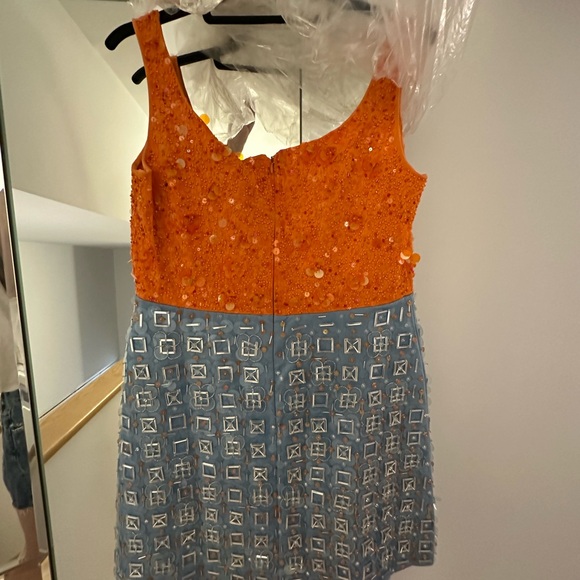 Des Phemmes Orange and Blue Sequin Mini Dress NWT - Picture 5 of 8